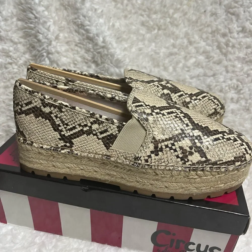Circus by Sam Edelman Cora snake skin print beige & brown synthetic leather SZ10